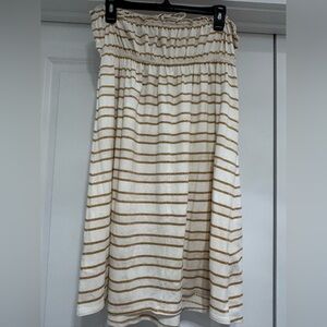 Old Navy Cream and Gold Glitter Stripe Strapless Dress/coverup